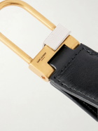 SAINT LAURENT - Tiny Cassandre Logo-Embellished Leather and Gold-Tone Key Fob