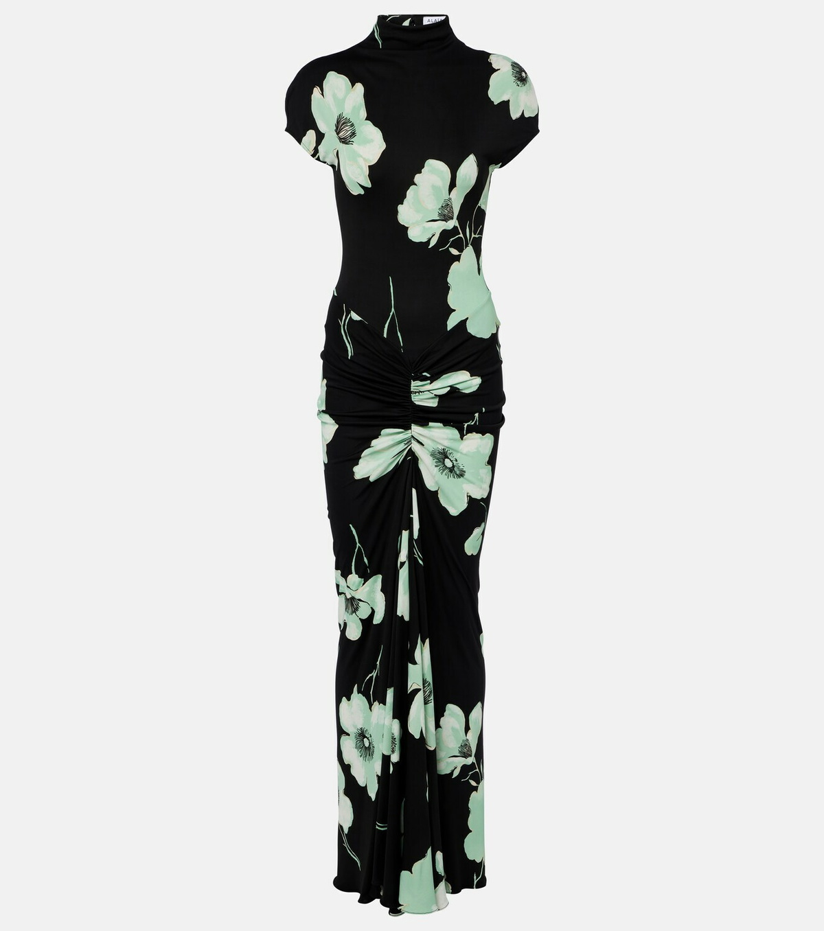 Alaïa Floral ruched jersey maxi dress
