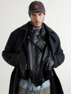 LOEWE - Logo-Appliquéd Leather-Trimmed Wool-Blend Baseball Cap - Gray
