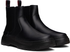 Hugo Black Embossed-Logo Chelsea Boots