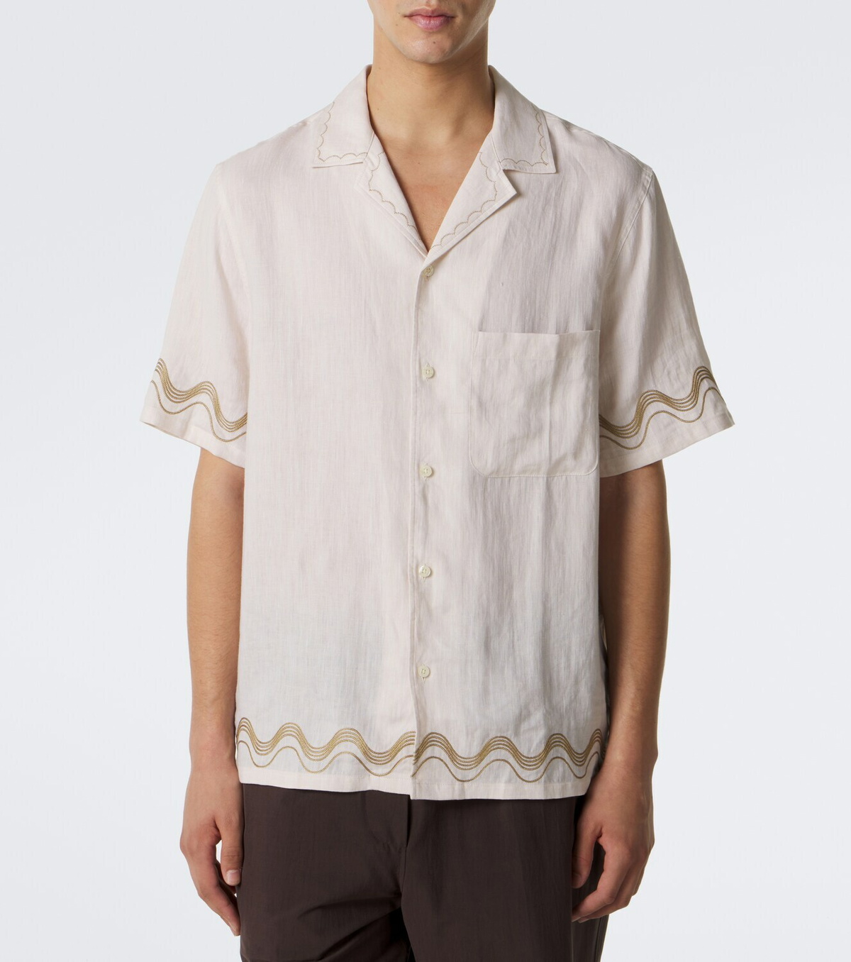Frescobol Carioca Alves embroidered linen bowling shirt