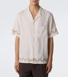 Frescobol Carioca Alves embroidered linen bowling shirt
