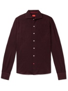 Isaia - Slim-Fit Cotton-Jersey Shirt - Burgundy
