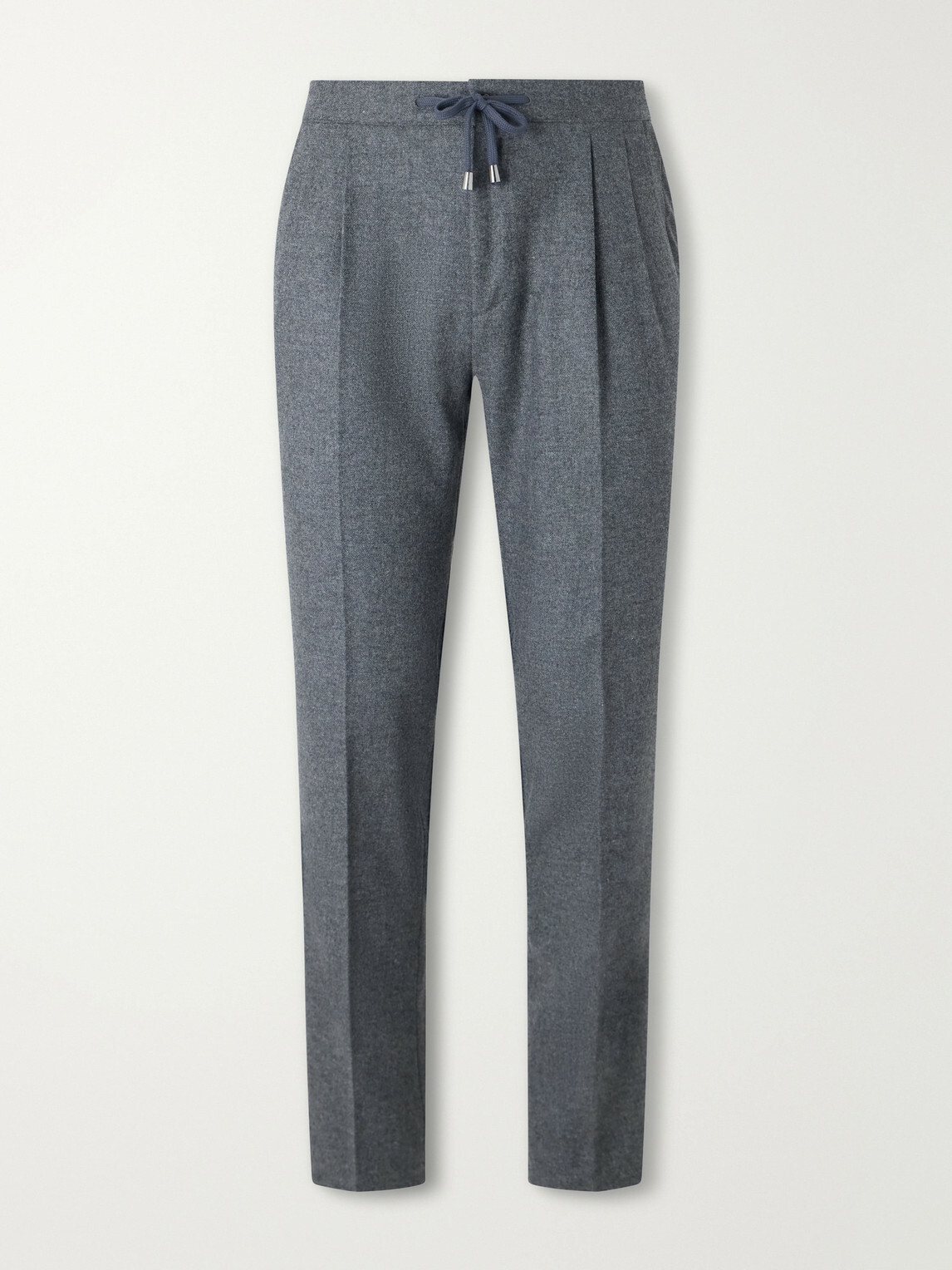De Petrillo - Straight-Leg Wool and Cashmere-Blend Drawstring Suit Trousers - Gray
