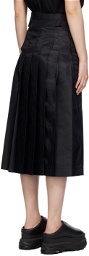 sacai Black Pleated Midi Skirt