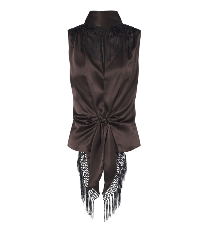 Photo: SIR Lula fringed scarf-detail silk top