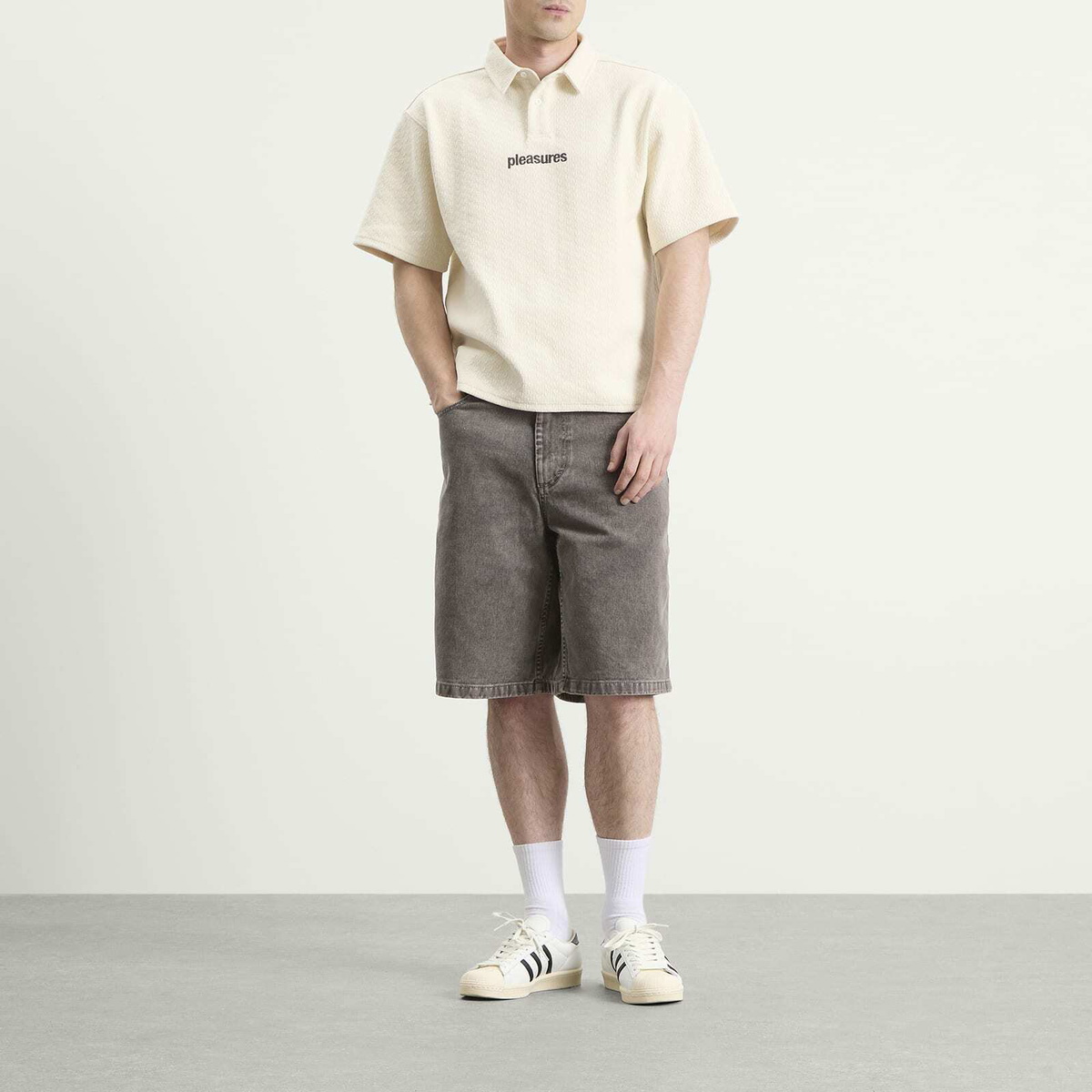 Pleasures Men's Cable Polo in Ecru