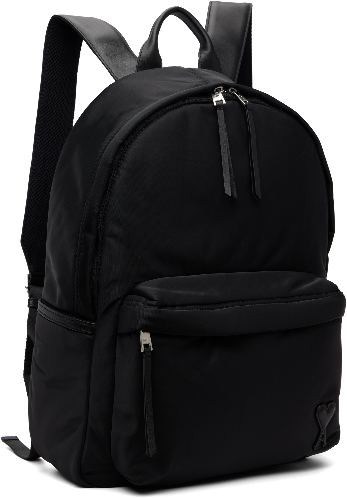 AMI Paris Black Nylon Marcel Backpack