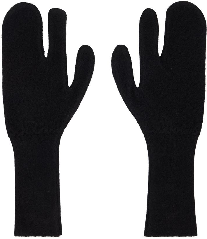 Photo: MM6 Maison Margiela Black Felted Knit Gloves