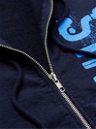 Stray Rats - Roadkill Logo-Print Cotton-Jersey Zip-Up Hoodie - Blue