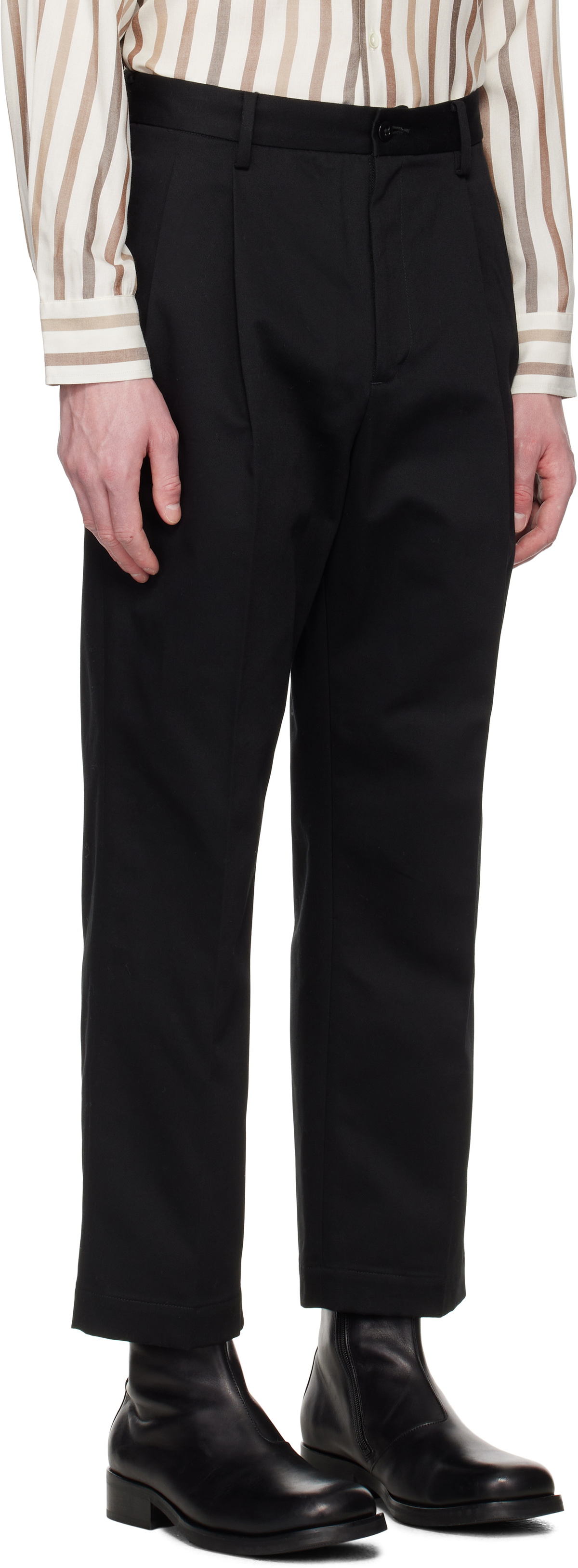 パンツ WACKO MARIA DOUBLE PLEATED CHINO WACKO MARIA Black Double Pleated Chino Trousers Wacko Maria
