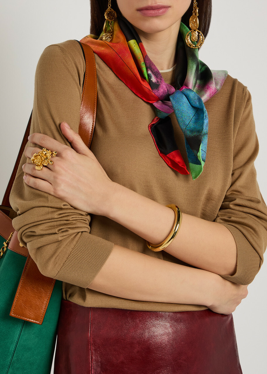 Versace Layered-neck Wool-blend Jumper Camel