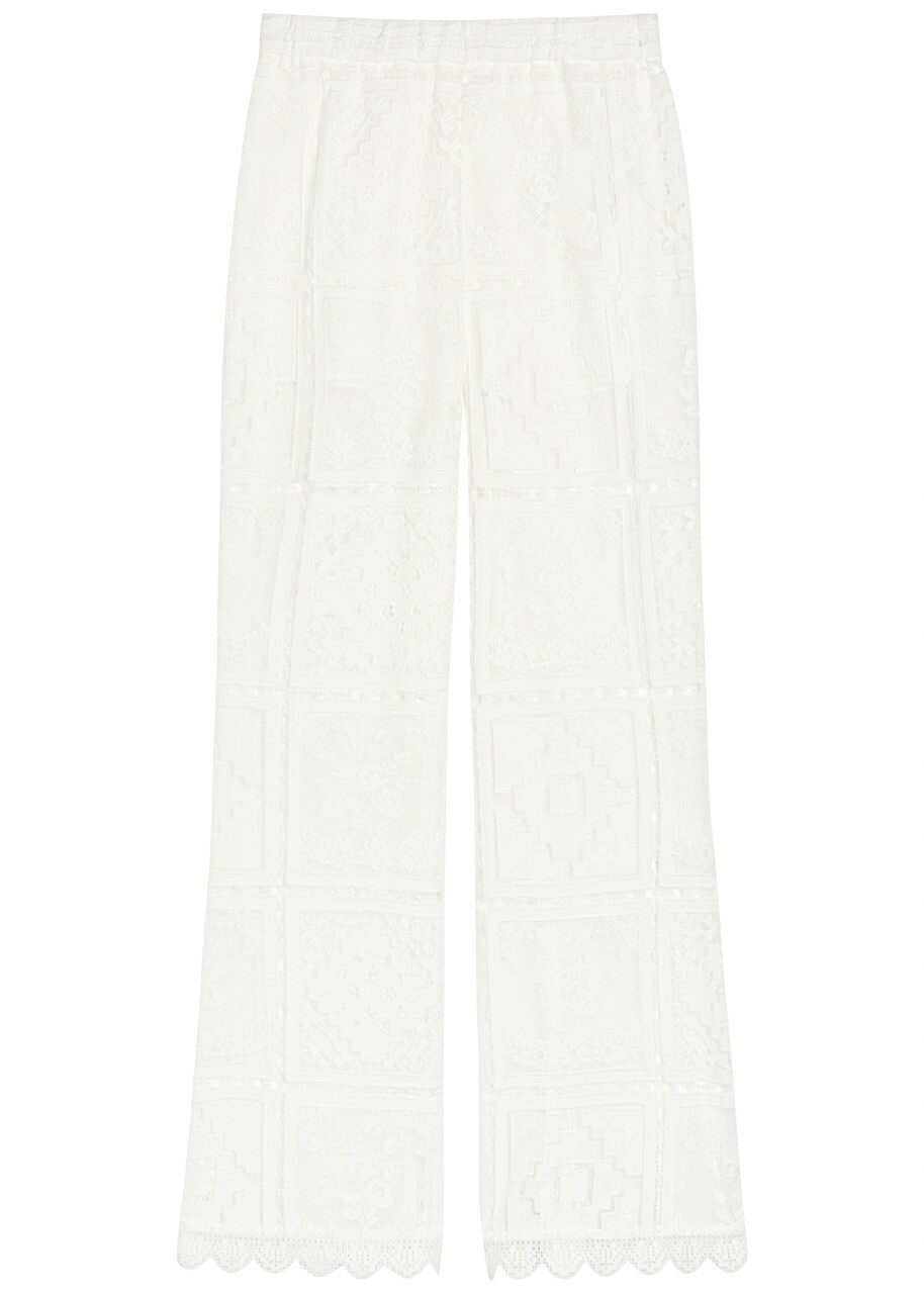 Zimmermann Aster Embroidered Lace Trousers Ivory