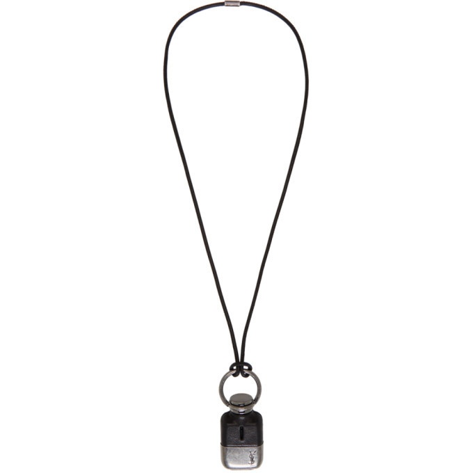 Photo: Saint Laurent Black and Silver Flask Necklace