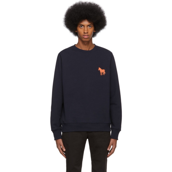 Photo: PS by Paul Smith Navy Embroidered Zebra Sweatshirt