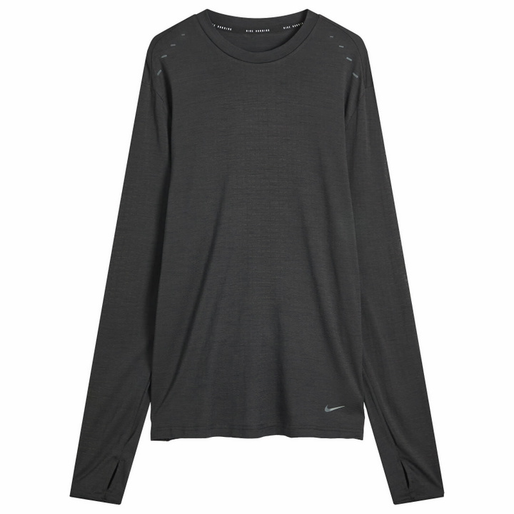 Photo: Nike Running Men's Long Sleeve Wool Top in Black/Anthracite