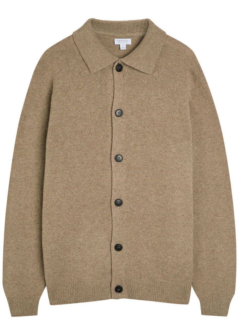 Sunspel Wool Cardigan Sand