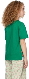 Gucci Kids Green Cotton Cat Print T-Shirt