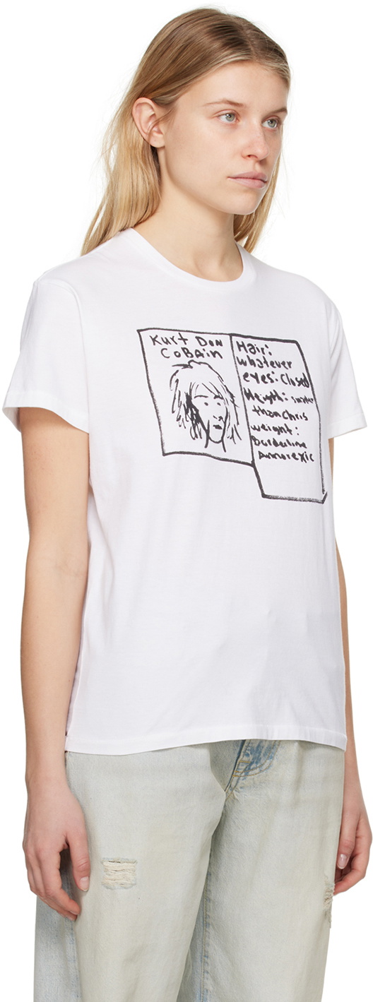【R13】 Doodle Boy Print Short Sleeve T-shirt - White R13 White Kurt Doodle Boy T-Shirt R13