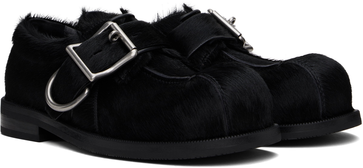 Martine Rose Black Bulb Toe Buckle Loafers