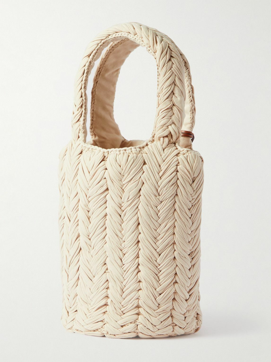 トートバッグ J W ANDERSON IVORY CROCHET SHOPPING BAG JW Anderson Ivory Crochet Shopping Bag | Neutrals | FARFETCH