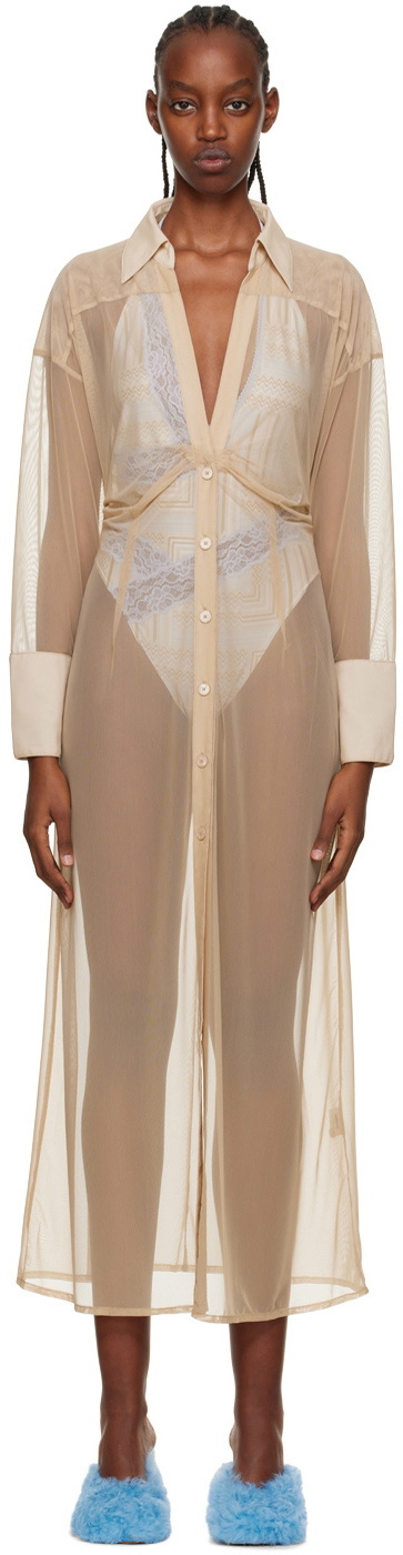 VAILLANT SSENSE Exclusive Tan Sheer Midi Dress