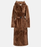 Bogner Belted hooded shearling coat