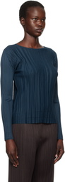 PLEATS PLEASE ISSEY MIYAKE Navy Soft Pleats Top