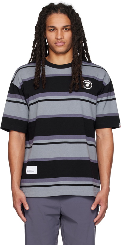 Photo: AAPE by A Bathing Ape Black & Gray Moonface Patch T-Shirt