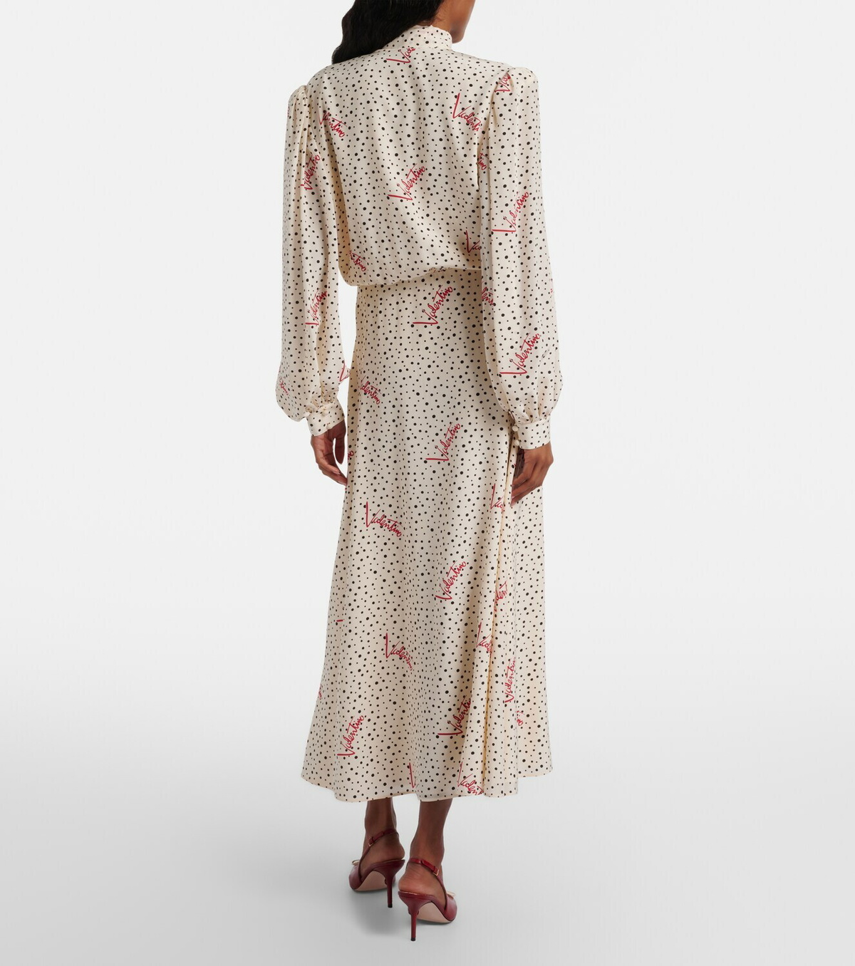 Valentino Polka-dot silk crêpe de chine midi dress