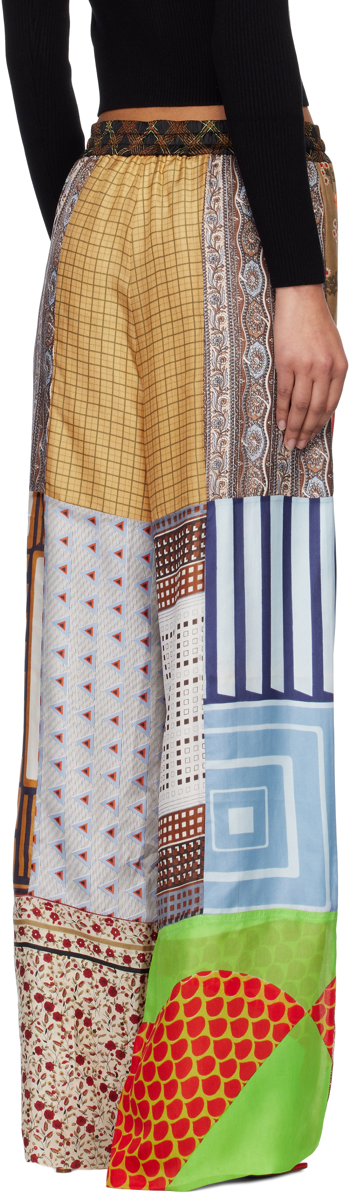 Marine Serre Multicolor Regenerated Silk Scarves Drawstring Trousers
