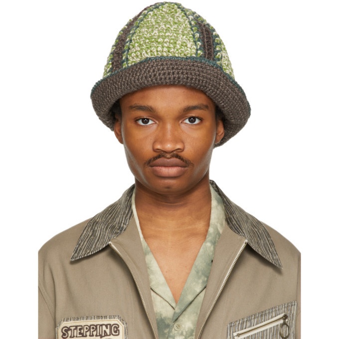 Photo: Nicholas Daley Green and Brown Hand-Crochet Bucket Hat