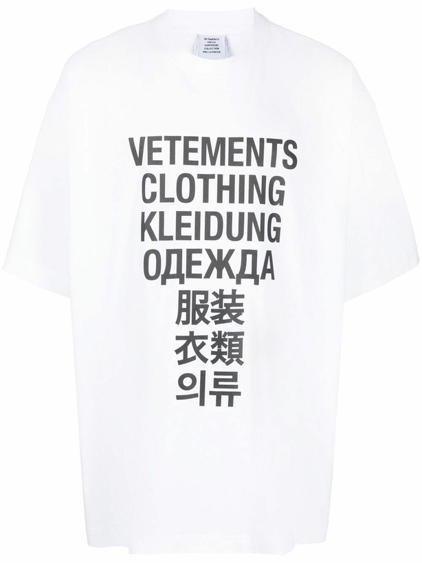 Photo: VETEMENTS - Translation Print Cotton T-shirt