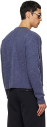 TONYWACK Purple Brushed Mohair V-Neck Cardigan