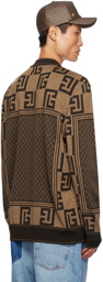 Balmain Brown Mini Monogram Scarf Sweater
