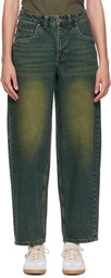 Dime Blue & Green Baggy Jeans