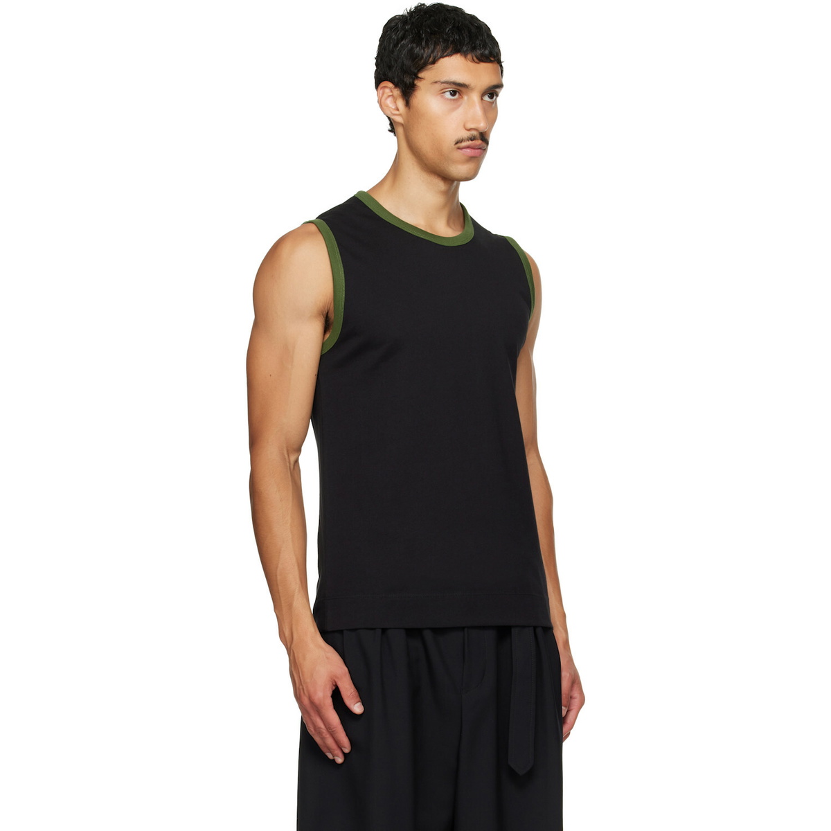 Dries Van Noten Black Cotton Tank Top