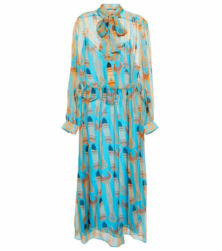 Photo: Gucci Printed silk midi dress