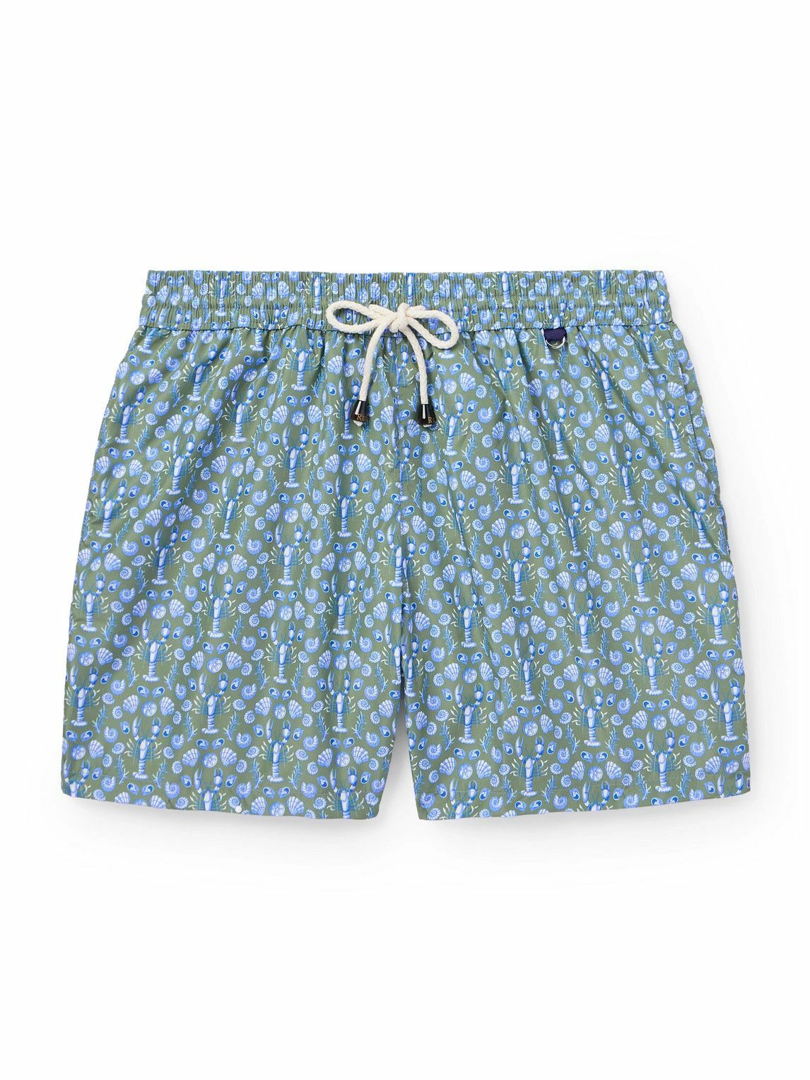 Rubinacci - Straight-Leg Mid-Length Printed Swim Shorts - Green