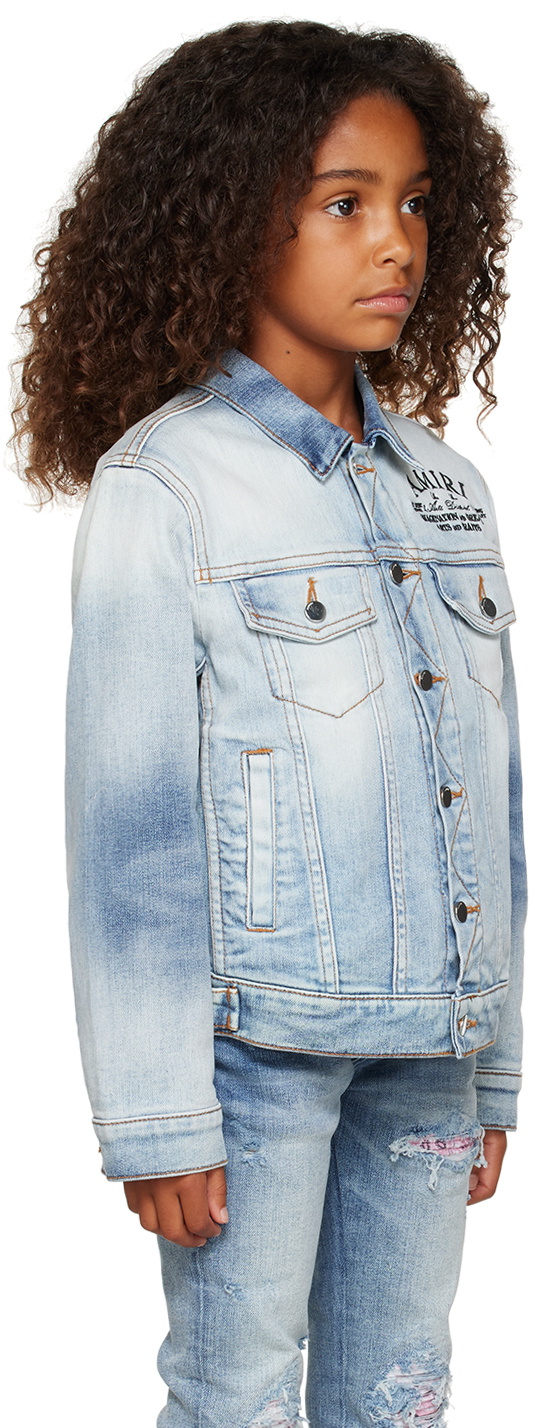 AMIRI Kids Blue Embroidered Denim Jacket Amiri