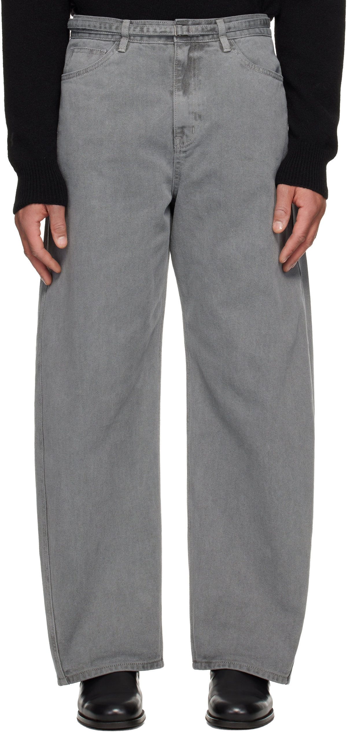 LE17SEPTEMBRE Gray Garment-Dyed Curved Jeans