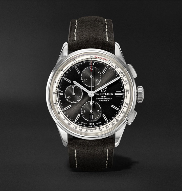 Photo: Breitling - Premier Chronograph 42mm Stainless Steel and Nubuck Watch - Black
