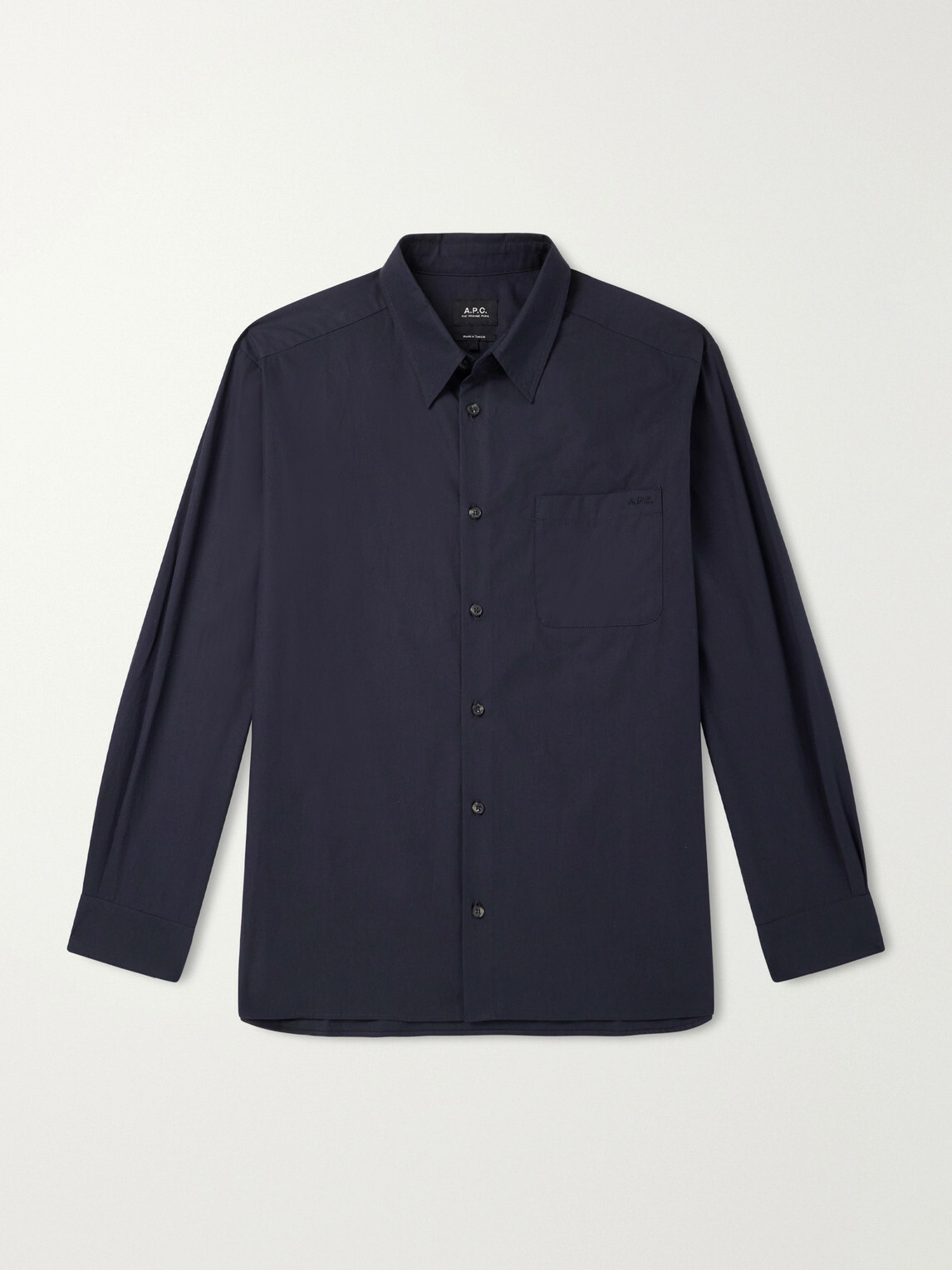 A.P.C. - Malo Logo-Embroidered Organic Cotton-Poplin Shirt - Blue