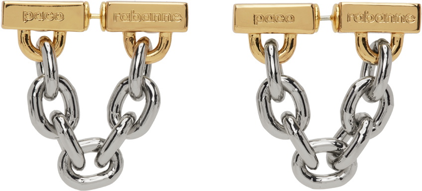 Rabanne Gold & Silver XL Chain Link Earrings