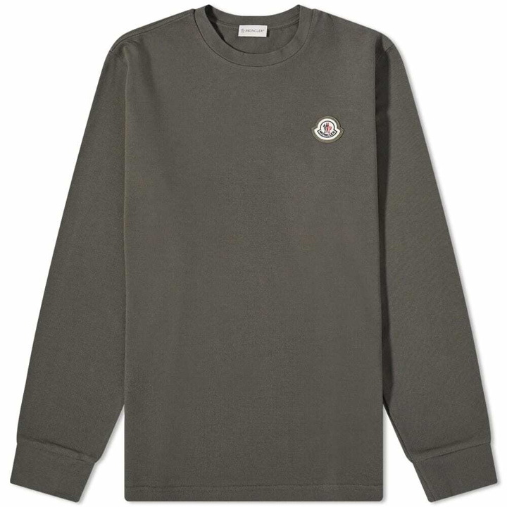 Photo: Moncler Men's Logo Long Sleeve T-Shirt in Dark Green