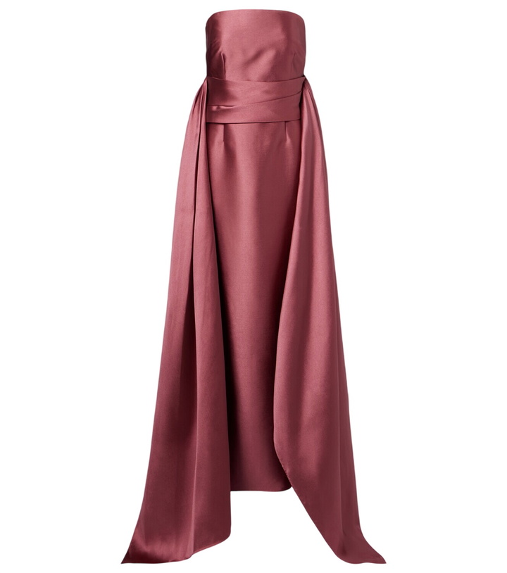 Photo: Solace London Draped strapless satin gown
