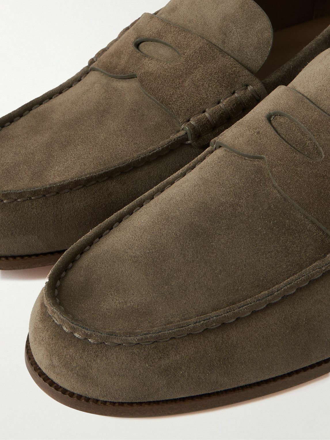 Dunhill - Heddon Flex Suede Penny Loafers - Brown