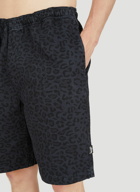 Leopard Print Beach Shorts in Dark Blue