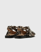 Ganni Feminine Buckle Ballerina Satin Print Brown Womens Casual Shoe