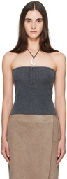 St. Agni Gray Wool Strapless Top